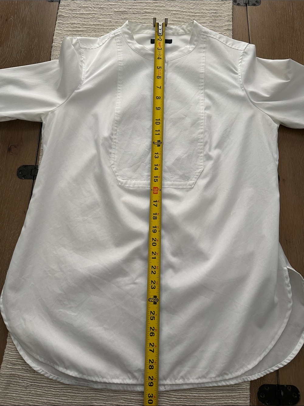 J Crew White Tuxedo Button-Front Bib Tunic Top Shirt Blouse popover 10 M - Picture 8 of 12
